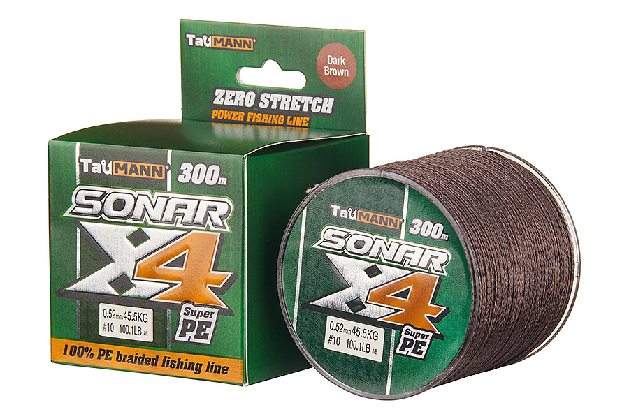 Шнур плетеный #10.0/0.52мм 45.5кг (100.1LB) TauMANN Sonar PEx4, 300 м, Dark Green